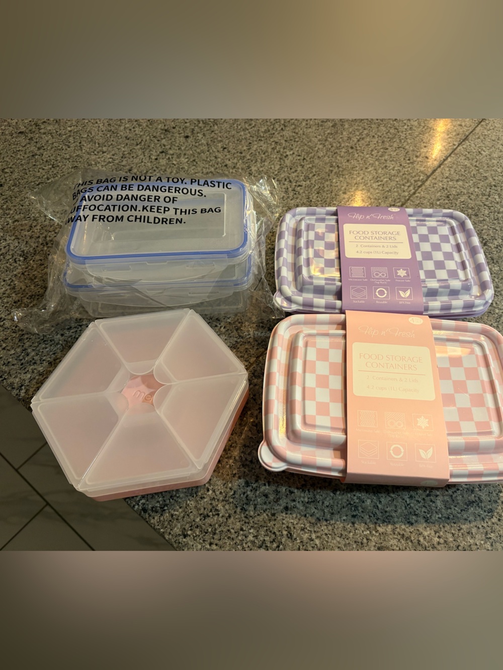 Target Checkerboard Food Storage Containers - Pink and Purple Set
